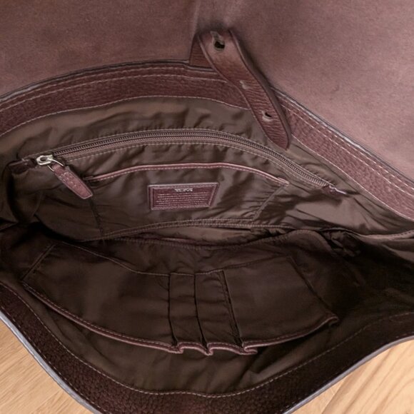 Tumi East West Albuquerque Brown Pebbled Leather Messenger Briefcase Laptop Bag - Picture 6 of 11